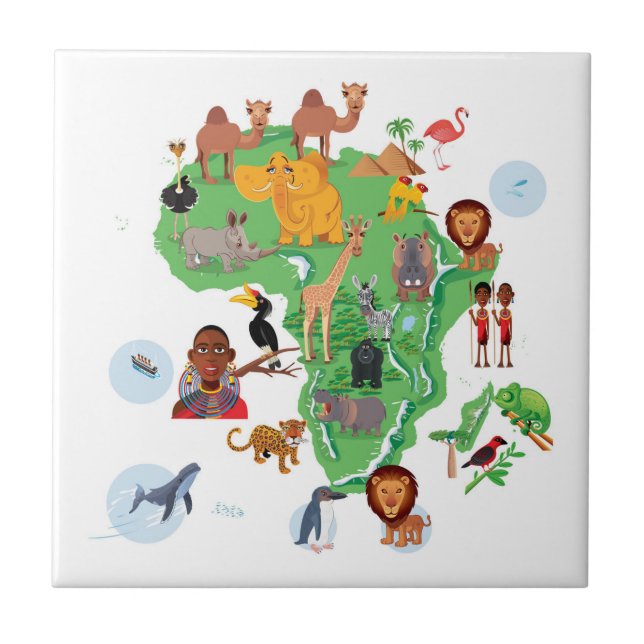 Africa Animals Map Tile (Front)