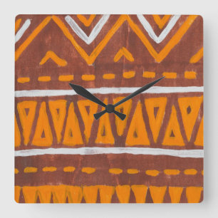 Africa art square wall clock