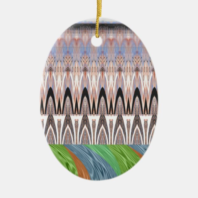 Africa Asia traditional pattern Ceramic Tree Decoration (Front)