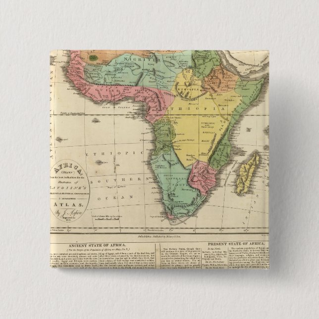 Africa Atlas Map 2 15 Cm Square Badge (Front)