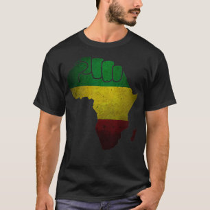 Africa Black Power Africa Map Raised Fist African  T-Shirt