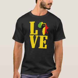 Africa black power raised fist on Africa map rasta T-Shirt
