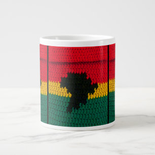 Africa Black Red Gold Green Bright Crochet Print Large Coffee Mug
