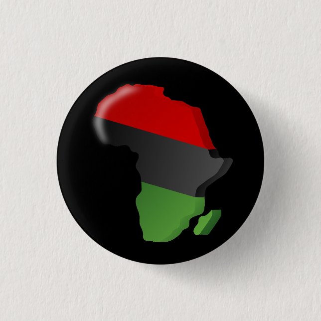 AFRICA BLACK RED GREEN PAN- AFRICANISM 3 CM ROUND BADGE (Front)