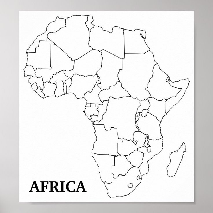 Blank Map Of African Countries Africa Blank Map Poster | Zazzle