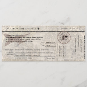 Africa Boarding Pass Wedding  Invitation