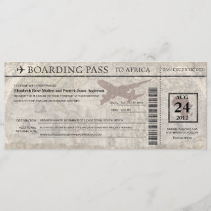 Africa Boarding Pass Wedding  Invitation