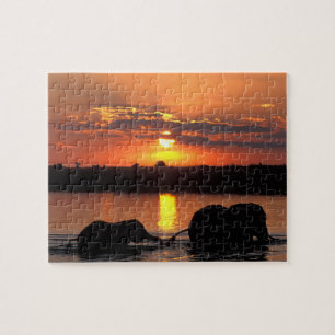 Africa, Botswana, Chobe National Park, Herd Jigsaw Puzzle