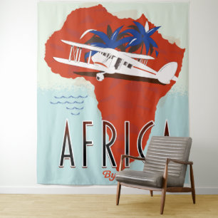 Africa By Air travel poster Tapestry