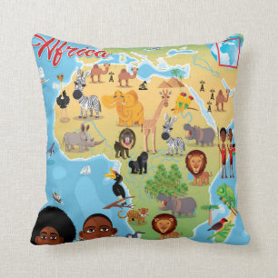 Africa Cartoon Map Cushion