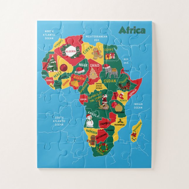 Africa Christmas Map Jigsaw Puzzle (Vertical)