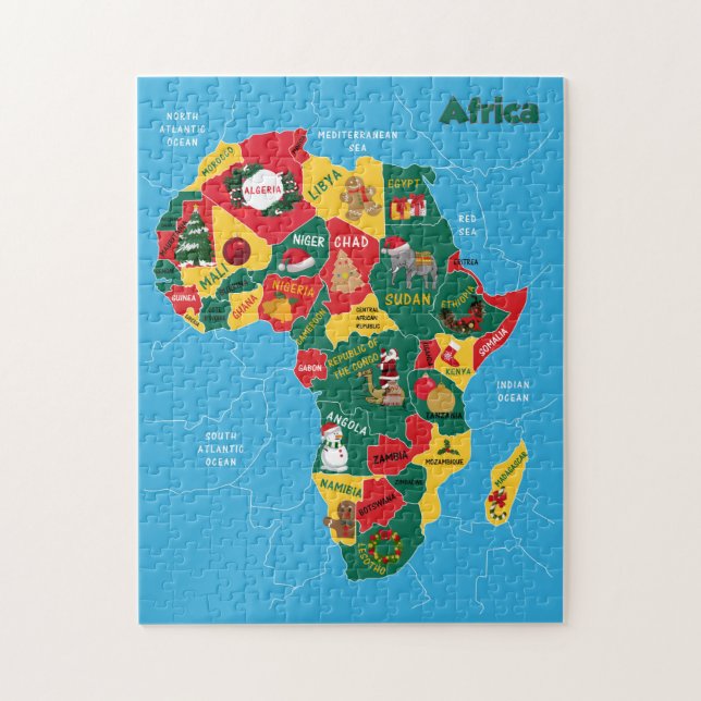 Africa Christmas Map Jigsaw Puzzle (Vertical)
