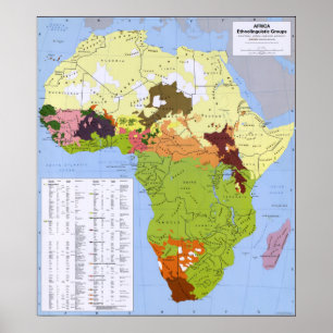 AFRICA CIA ETHNOLINGUISTIC MAP POSTER