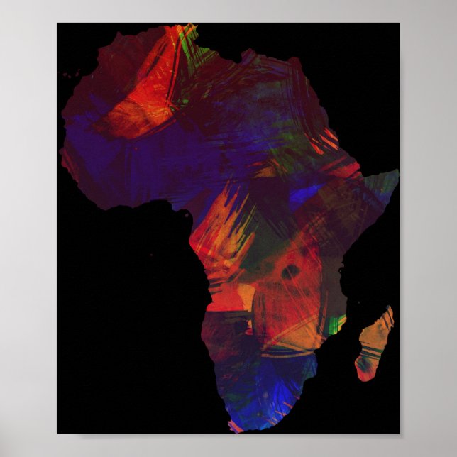 Africa Colourful Africa Continent Art Map Poster (Front)