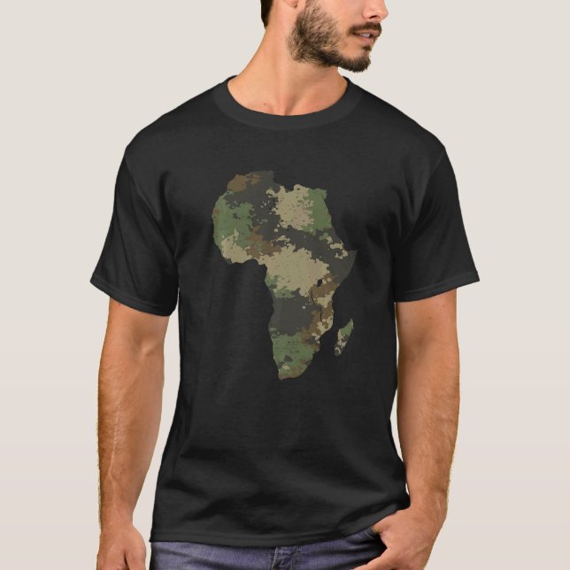 Africa Continent Map Camo Pattern African Safari C T-Shirt (Front)