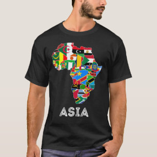 Africa Continent Map Flags Funny Asia Label T-Shirt