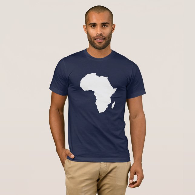 Africa Continent Map in White T-Shirt (Front Full)