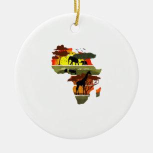 Africa Continent Sunset Safari Nature Wild Life  Ceramic Tree Decoration