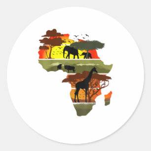 Africa Continent Sunset Safari Nature Wild Life Classic Round Sticker