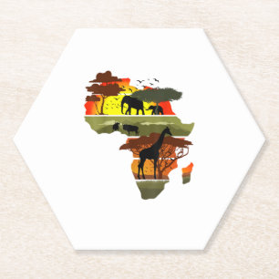Africa Continent Sunset Safari Nature Wild Life  Paper Coaster