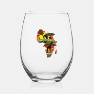 Africa Continent Sunset Safari Nature Wild Life Stemless Wine Glass