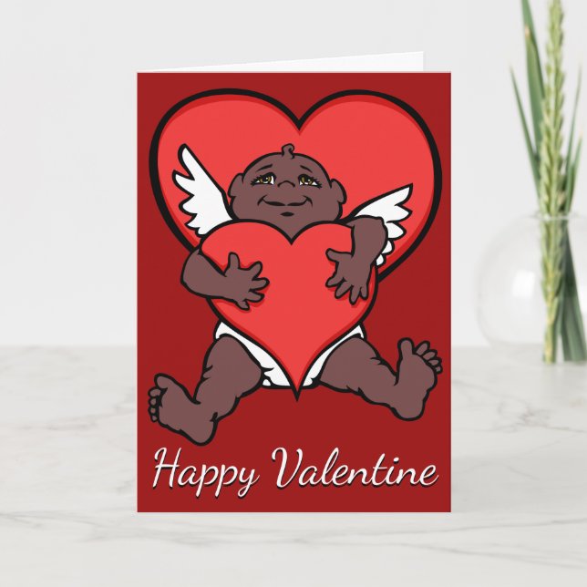 Africa Cupid Card Custom Valentines Greetings Card (Front)