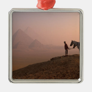 Africa, Egypt, Cairo, Giza, Giza pyramids at Metal Tree Decoration