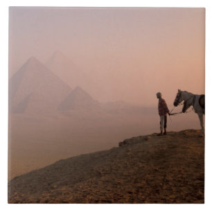 Africa, Egypt, Cairo, Giza, Giza pyramids at Tile