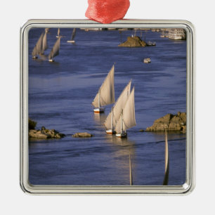 Africa, Egypt, Upper Egypt, Aswan. Feluccas Metal Tree Decoration