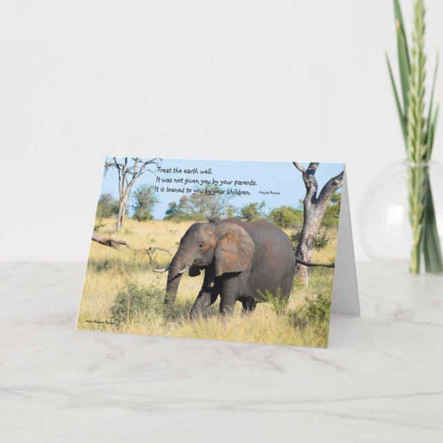 Africa-Elephant and Kenyan Proverb Thank You Card (Front)