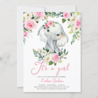 Africa Elephant Baby Shower Invitation Blush Boho