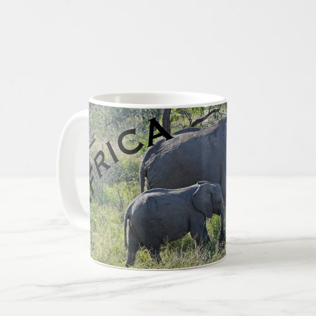Africa Elephants Mother Elephant and Baby Coffee Mug (Front Left)