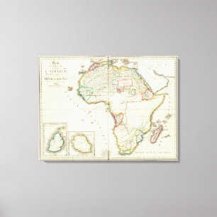 Africa Engraved map with 2 inset maps Canvas Print