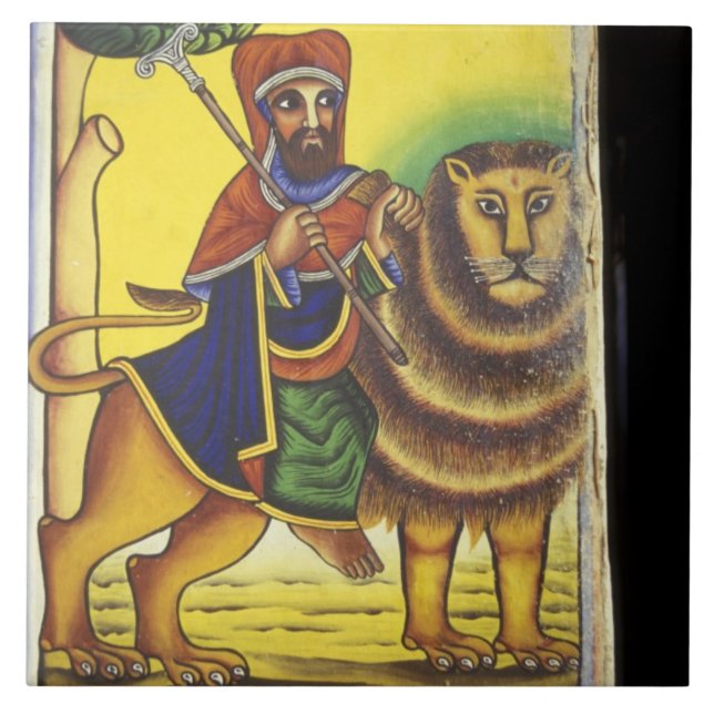 Africa, Ethiopia. Artwork depicting Lion of Tile (Front)