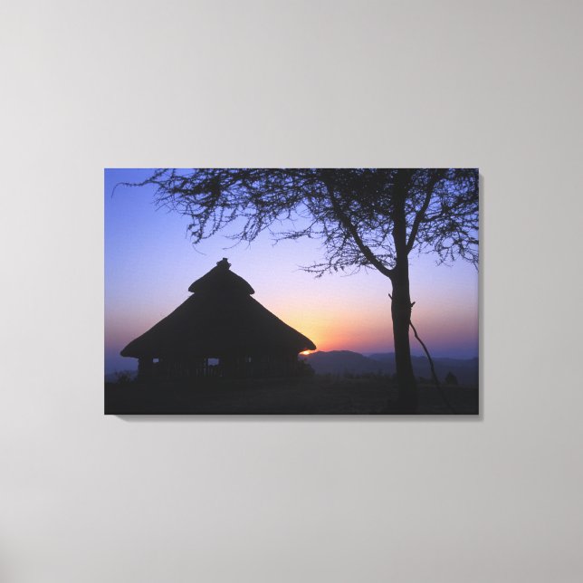 Africa, Ethiopia, Omo river region, Sunset over Canvas Print (Front)