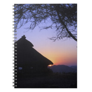 Africa, Ethiopia, Omo river region, Sunset over Notebook
