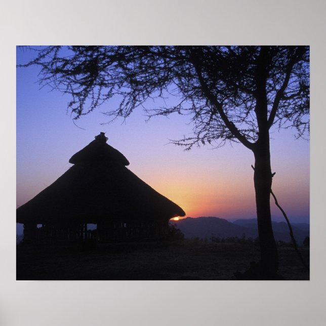 Africa, Ethiopia, Omo river region, Sunset over Poster (Front)