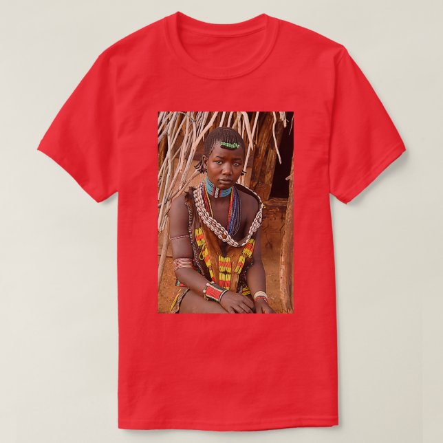Africa Ethiopia Omo River Valley Hamer Tribe 1 T-Shirt (Design Front)