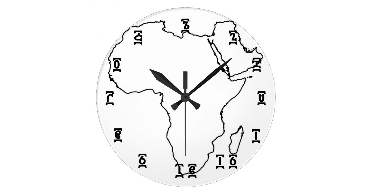 Africa Ethiopian Time Round (Large) Wall Clock Zazzle.co.uk