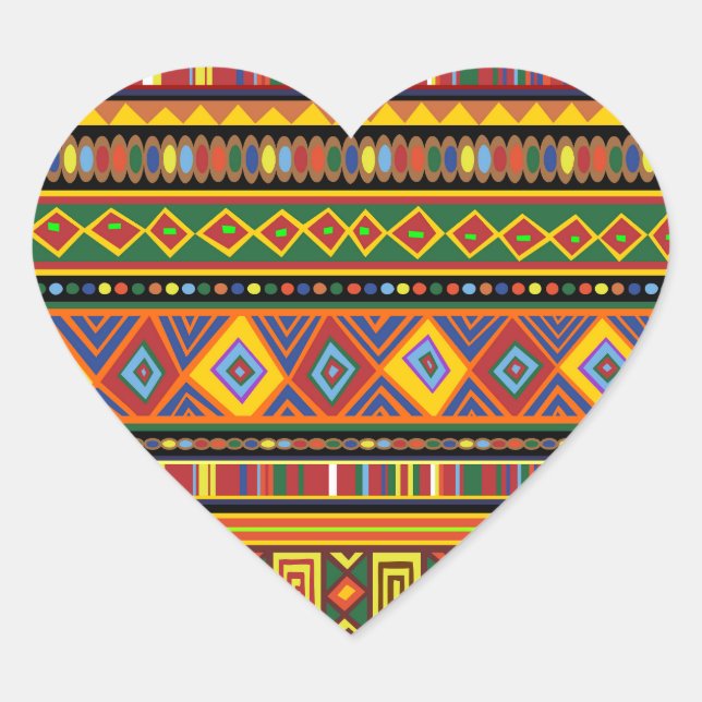 Africa Ethnic Art Pattern  Heart Sticker (Front)