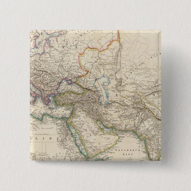 Africa, Europe and western Asia Atlas Map 15 Cm Square Badge (Front)