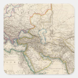 Africa, Europe and western Asia Atlas Map Square Sticker