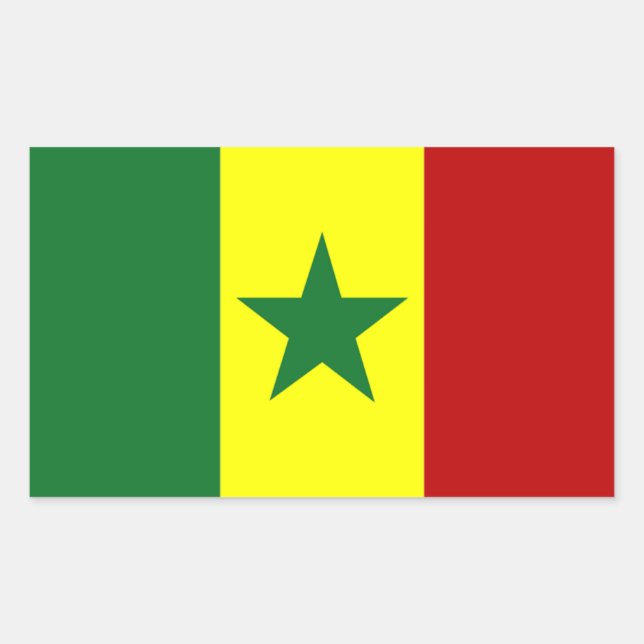 Africa: Flag of Republic of Senegal Rectangular Sticker (Front)