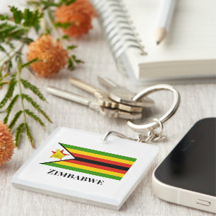 AFRICA: FLAG OF ZIMBABWE KEY RING