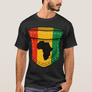Africa Flag Pocket Black Proud African American Ju T-Shirt