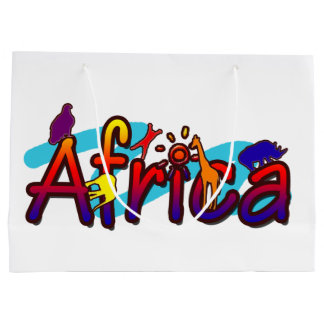 Africa fun colourful safari logo large gift bag