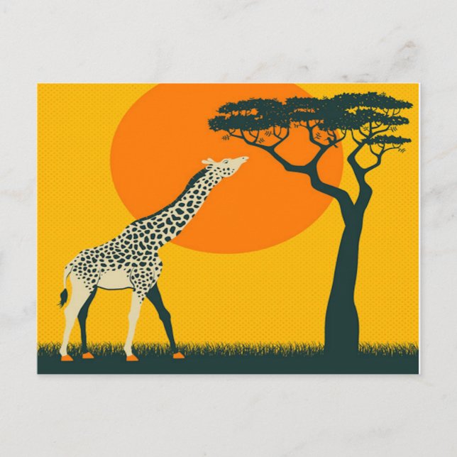 Africa Giraffe Tanzania travel vacation retro Postcard (Front)
