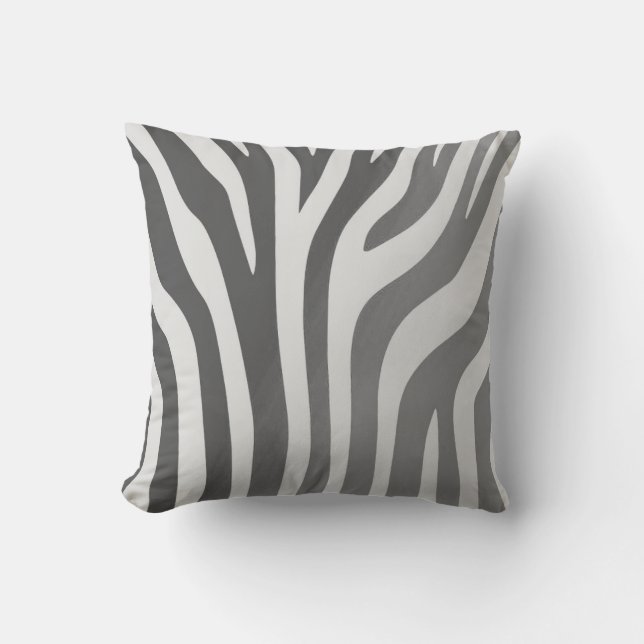 Africa Grey And White Zebra Stripe Pillow (Front)