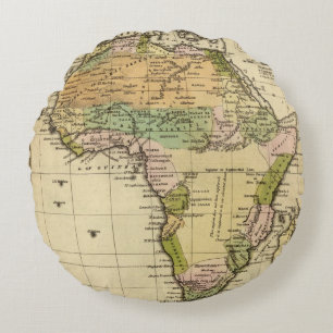 Africa Hand Coloured Atlas Map Round Cushion