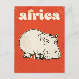 africa hippo travel poster postcard